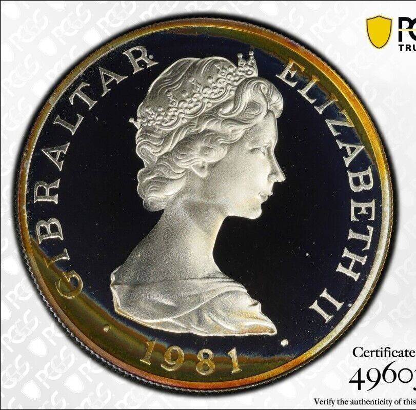 1981 PR 68 DCAM Crown Gibraltar Princess Diana Royal Wedding PCGS Silver617