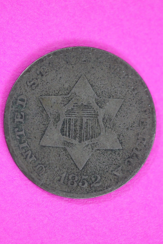 1852 Trime 3 Three Cent Silver Dime Exact Coin Shown In Pics Semi Key Date 74