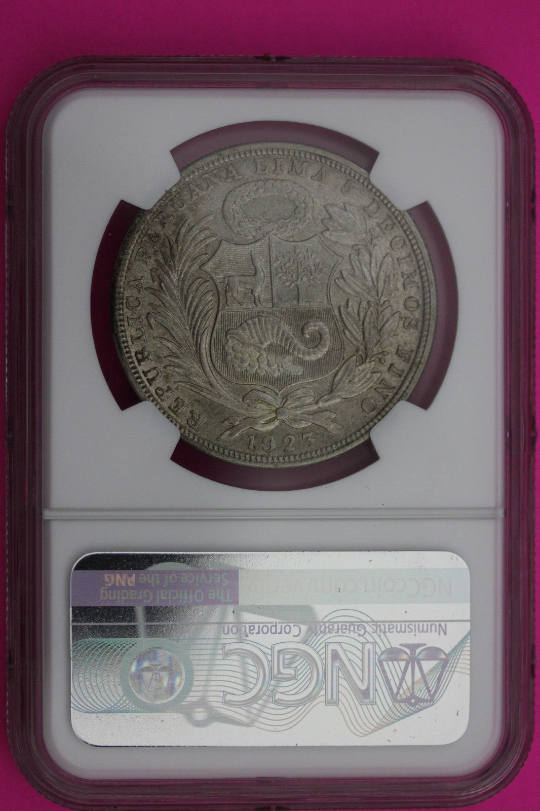 1923 Lima Peru Libertad Incuse 1 Sol Silver Unc Details Cleaned NGC Graded 561