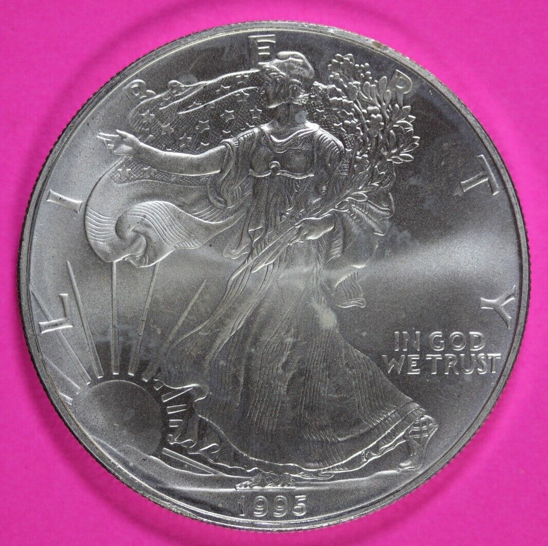 Key Date 1995 BU American Silver Eagle Key Date 1 Ounce .999 Exact Coin Shown 07