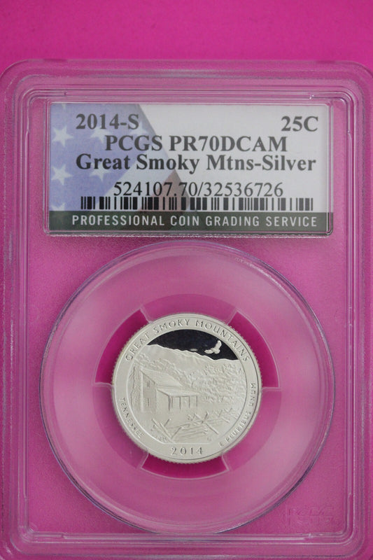 2014 S PR 70 Silver Quarter Great Smoky Mountains PCGS Graded Certified Slab 832