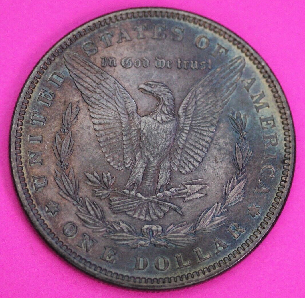 Rainbow Toned 1880 P Morgan Lady Liberty Silver Dollar Scarce Key Date Coin 374
