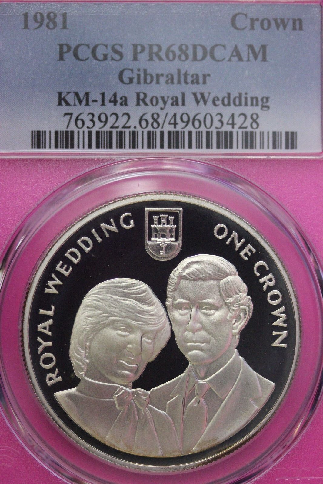 Toned 1981 PR 68 DCAM Crown Gibraltar Princess Diana Royal Wedding PCGS Slab 600