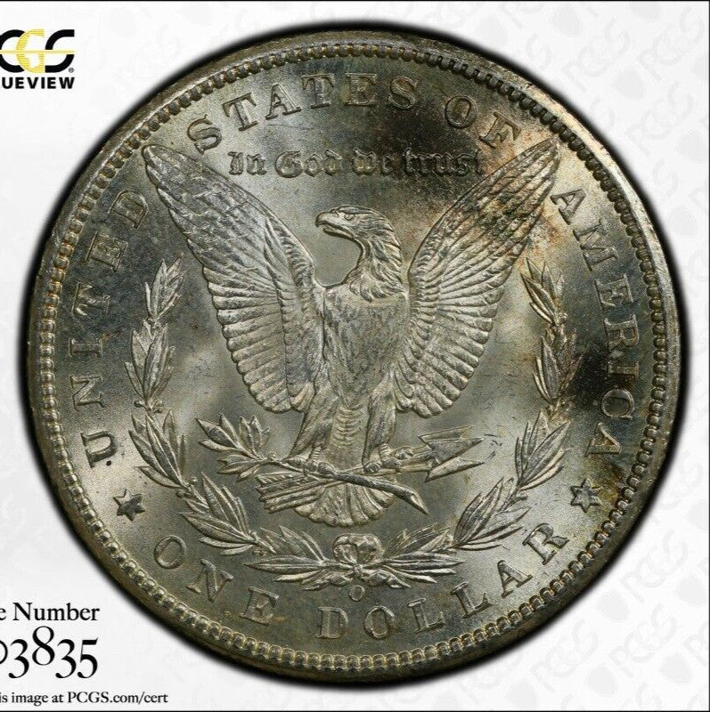 Toned 1898 O MS 62 Morgan Liberty Silver Dollar PCGS Certified Slab 17