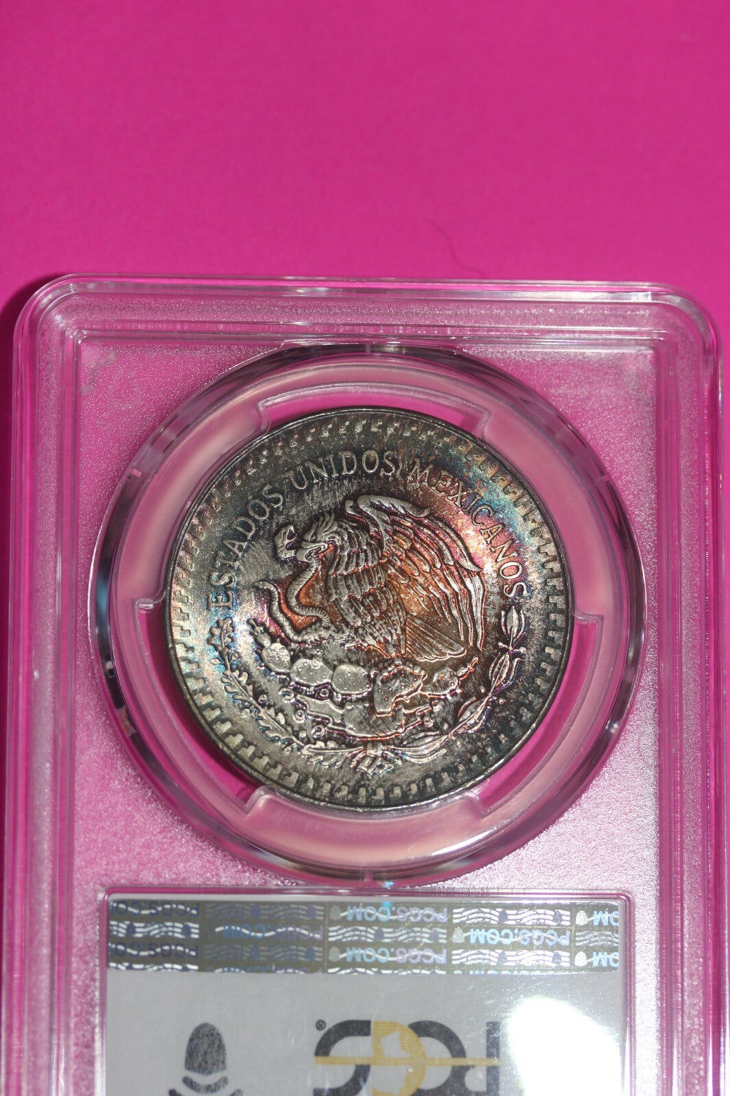 Rainbow Toned 1985 MS 67 Libertad Mexico 1 OZ Silver Coin PCGS Certified 220