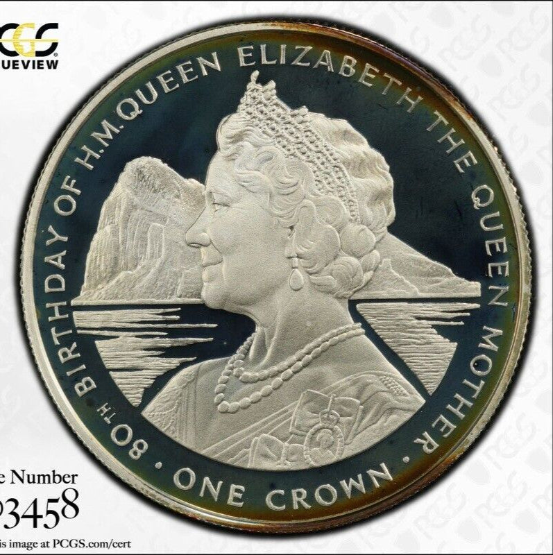 Toned 1980 PR 68 DCAM Crown Gibraltar  PCGS Queen Elizabeth 80th Birthday 521