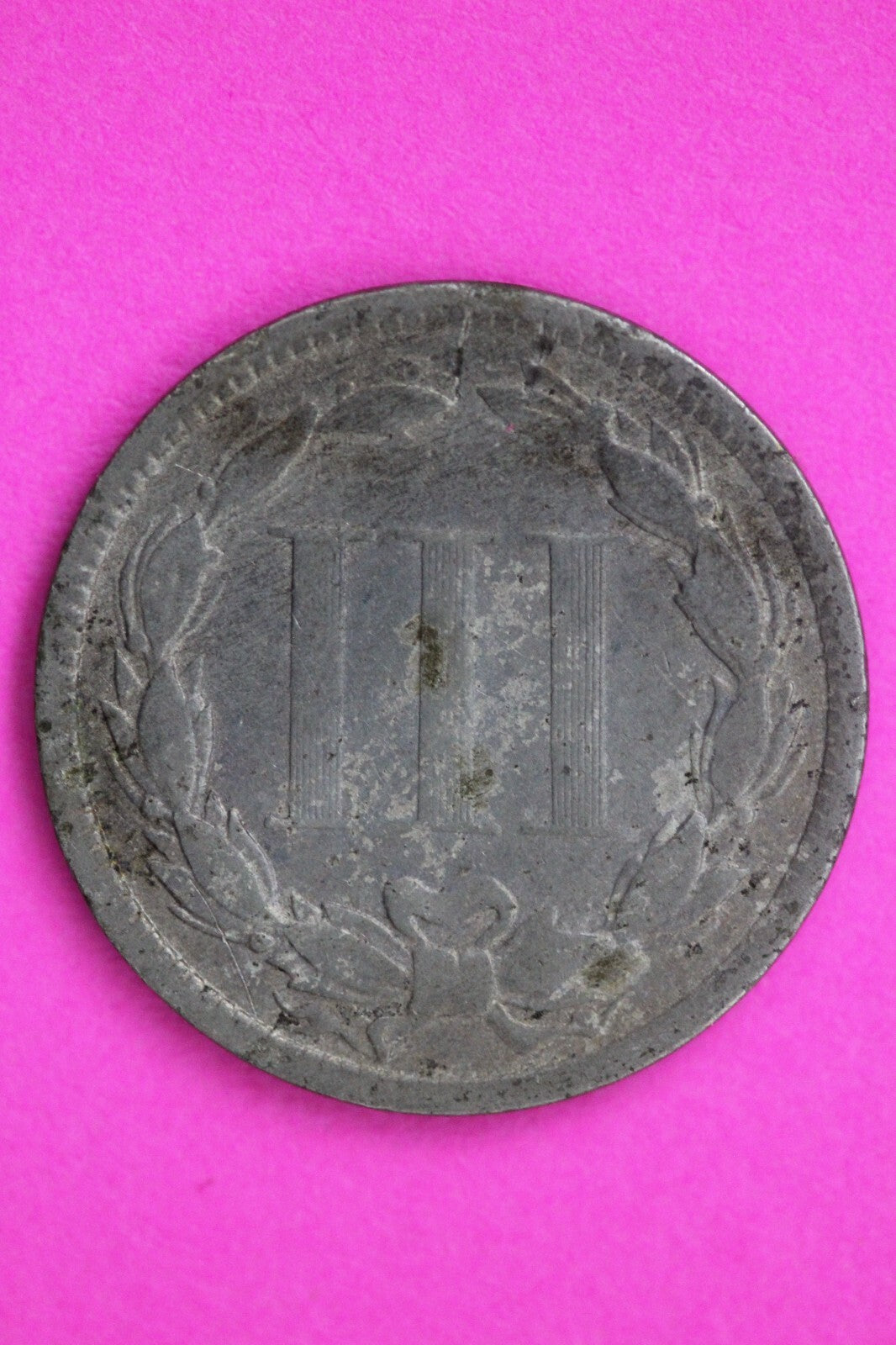 1874 Three 3 Cent Nickel Scarce Type Coin Guaranteed Authentic & Genuine 0729N