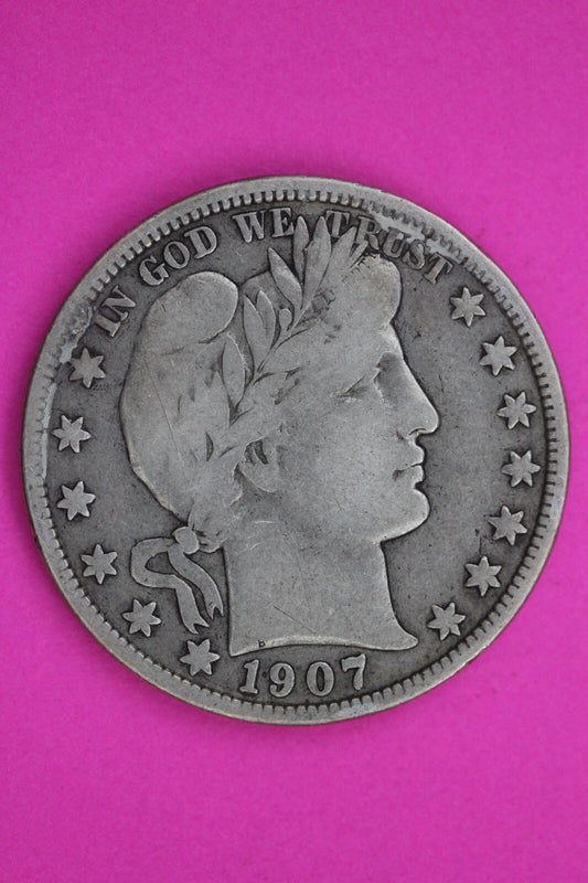 1907 P Barber Liberty Half Dollar Silver Coin Guaranteed Authentic Genuine 1181