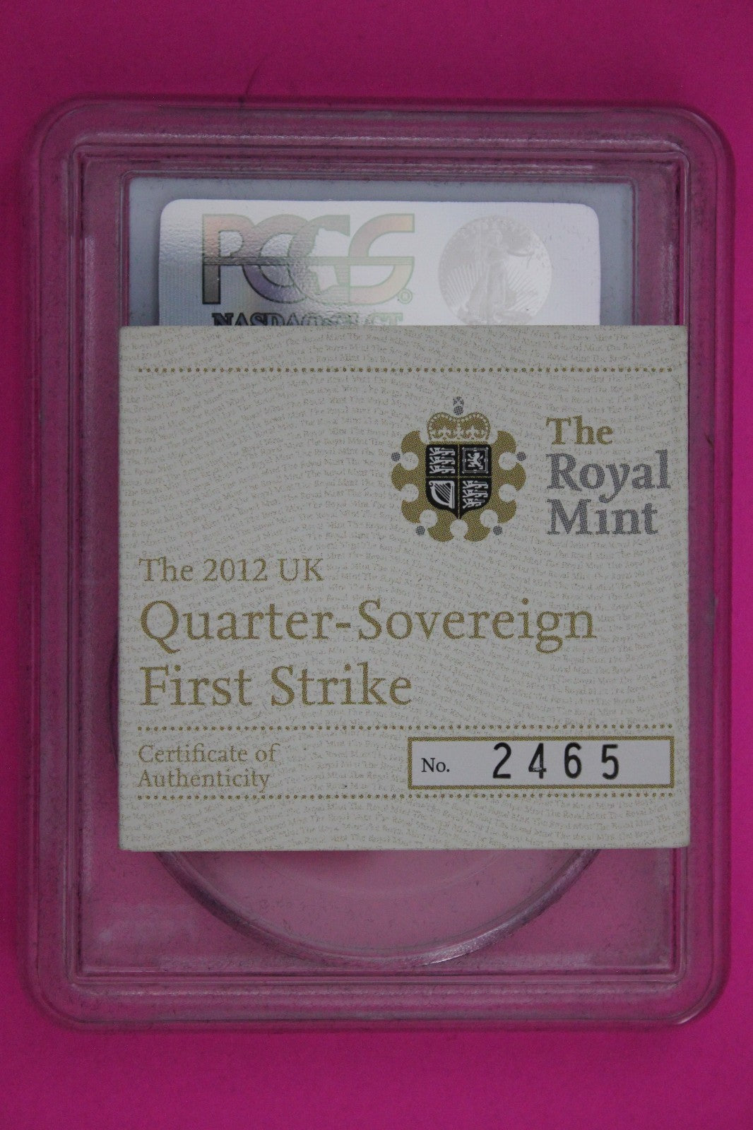 2012 Gem Proof Great Britain 1/4 Soverign .059oz AGW Gold Coin PCGS COA 6117