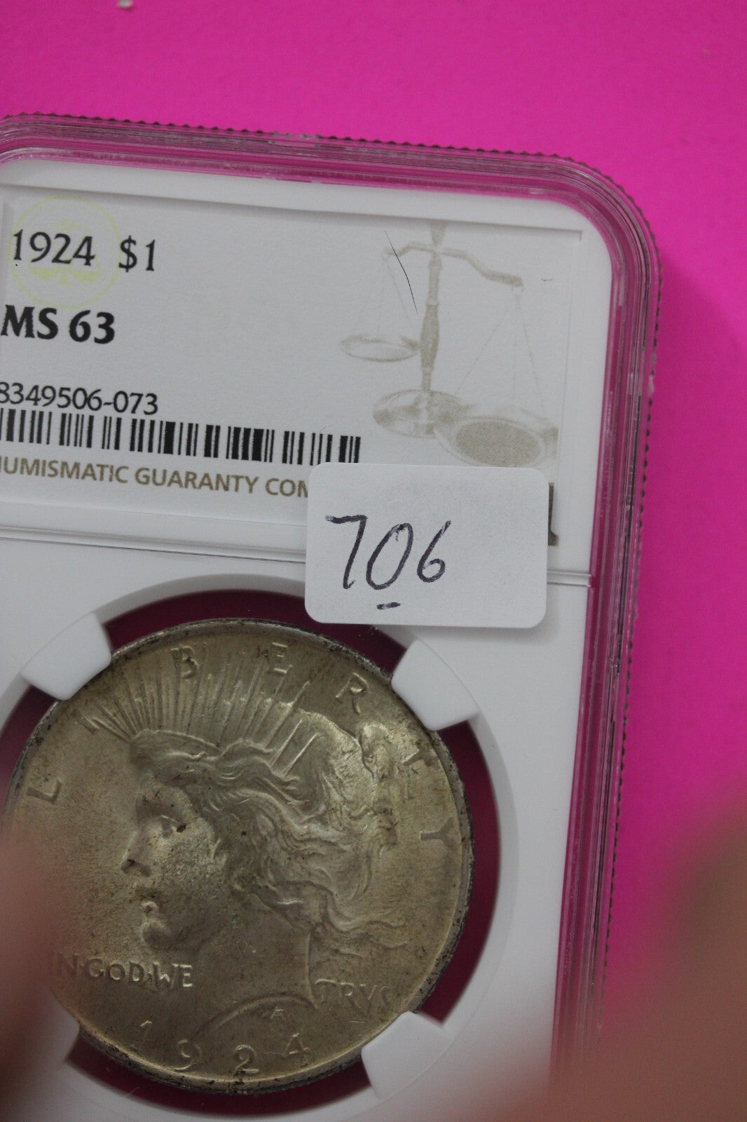 1924 P MS 63 Liberty Peace Silver Dollar NGC Certified Graded Authentic Coin 706