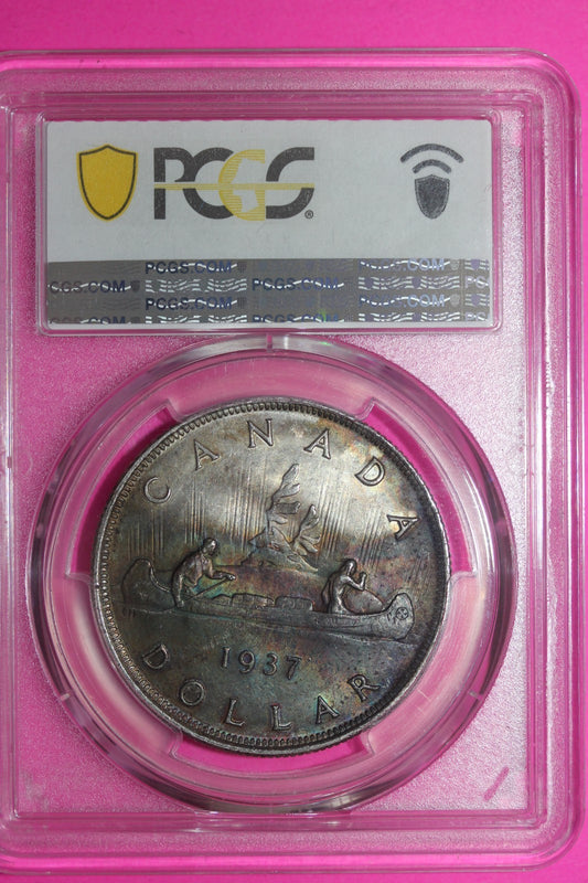1937 AU 55 Canada Silver Dollar PCGS Graded Certified Authentic Coin Slab 1217