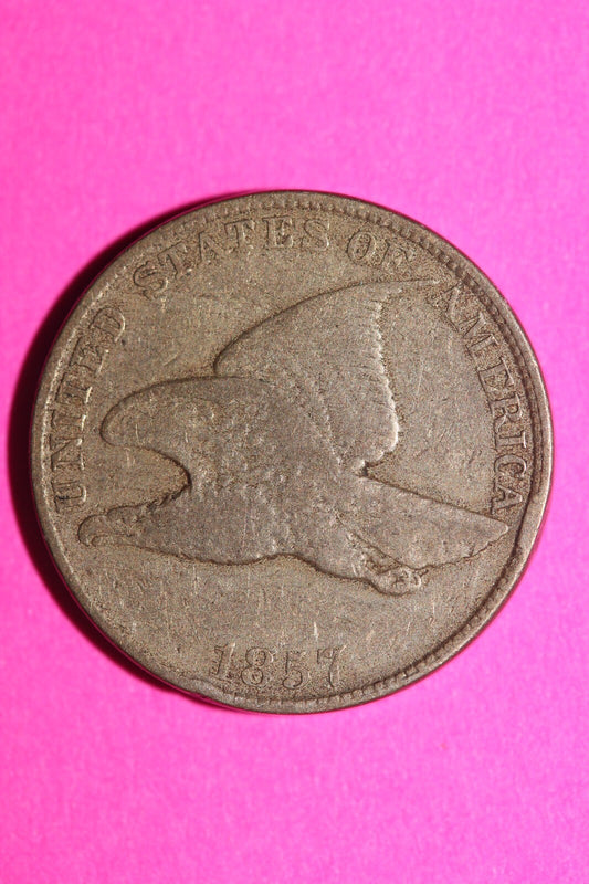 1857 Flying Eagle Cent Penny Exact Scarce Early Type Coin as Pictured 15