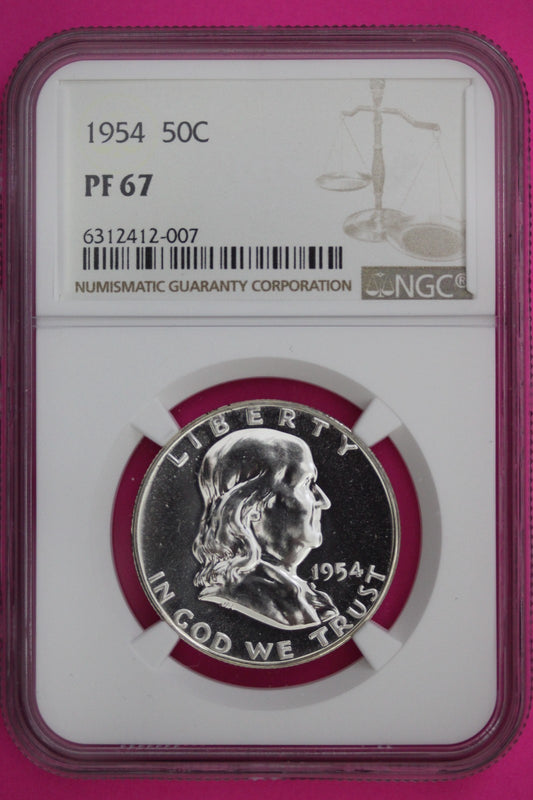 1954 PF 67 Ben Franklin Silver Half Dollar NGC Certified Graded Authentic 278