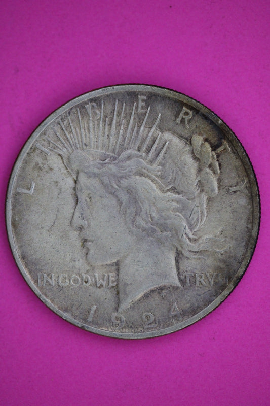 High Grade 1924 P Peace Silver Dollar LIberty Coin Authentic & Genuine 2639
