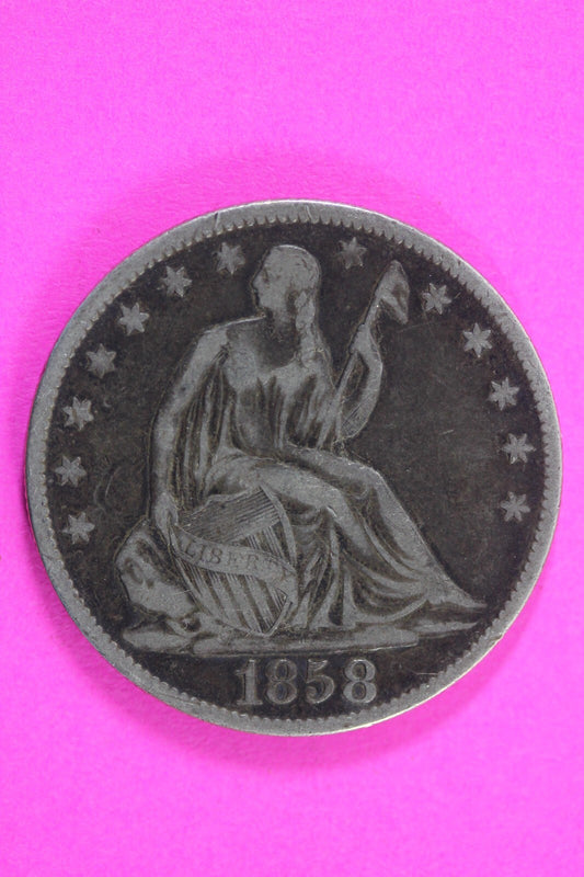 1858 O Seated Liberty Half Dollar Silver Semi Key Date Exact Coin In Pics 37