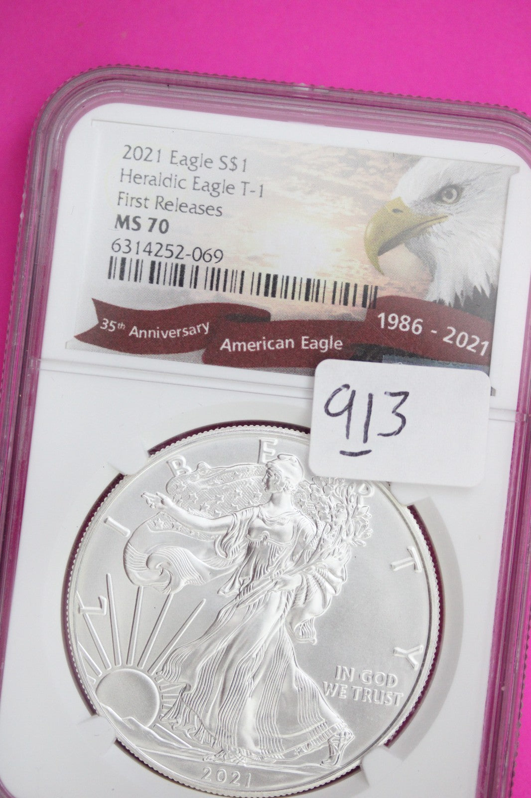 2021 T1 MS 70 Silver American Eagle 1 Ounce NGC Certified Graded Authentic 913