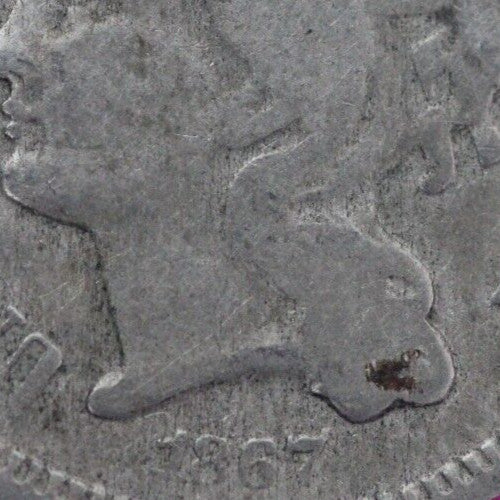 1867 Three 3 Cent Nickel Scarce Semi Key Date Type Coin Philadelphia Mint 172