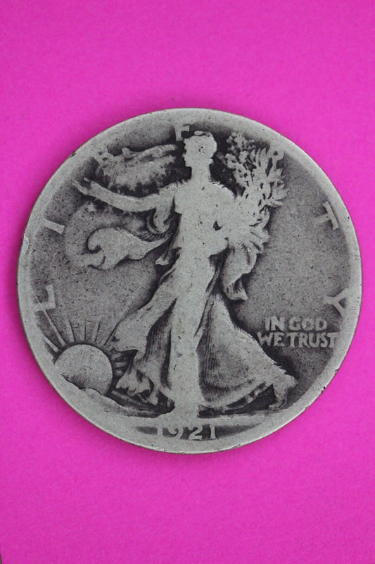 1921 S Walking Liberty Silver Half Dollar Guaranteed Authentic Genuine Coin 1389