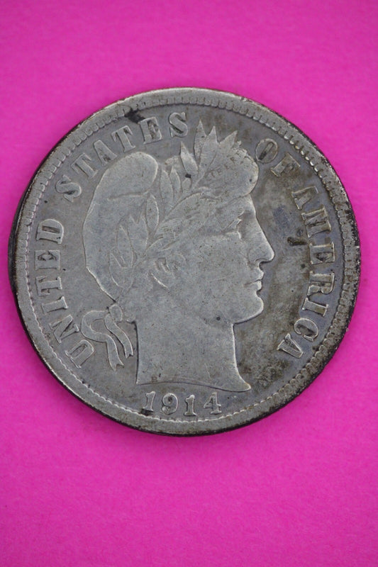 1914 P Barber Liberty Dime Scarce Semi Key Date Silver Coin Philadelphia Mint 31