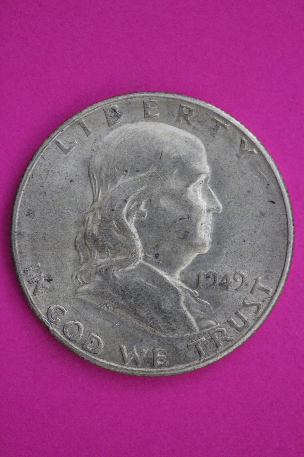 High Grade 1949 S Ben Franklin Silver Half Dollar Guaranteed Authentic Coin 1323