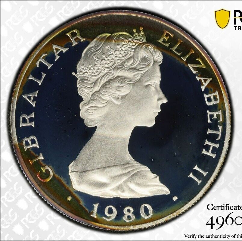 Toned 1980 PR 68 DCAM Crown Gibraltar  PCGS Queen Elizabeth 80th Birthday 515