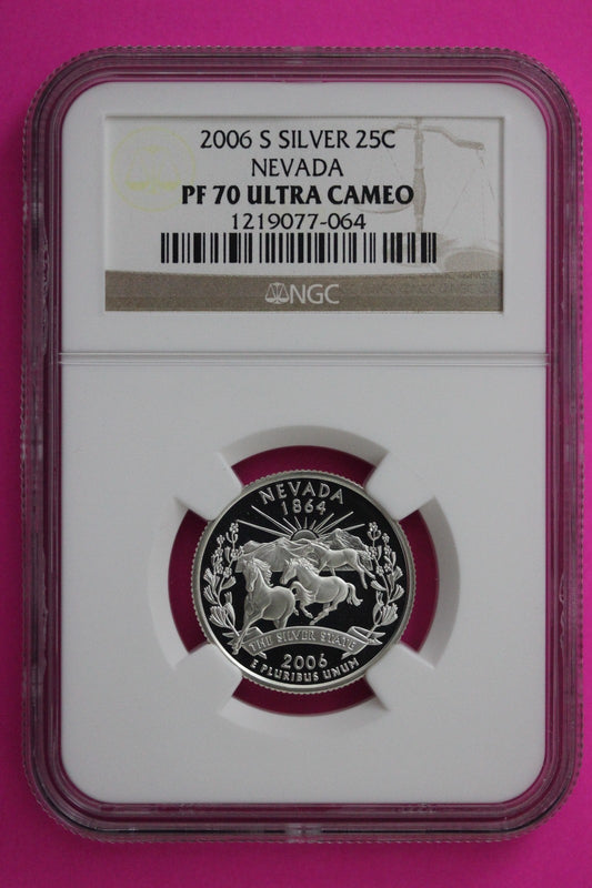 2006 S PF 70 Nevada Silver State Quarter NGC Certified Authentic Slab 390