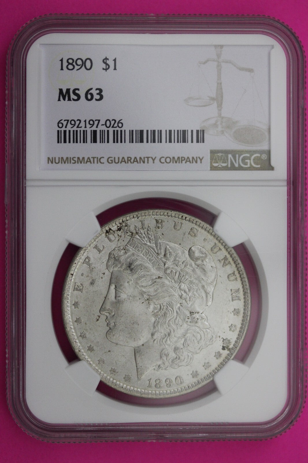 1890 P MS 63 Liberty Morgan Silver Dollar NGC Certified Graded Authentic 368