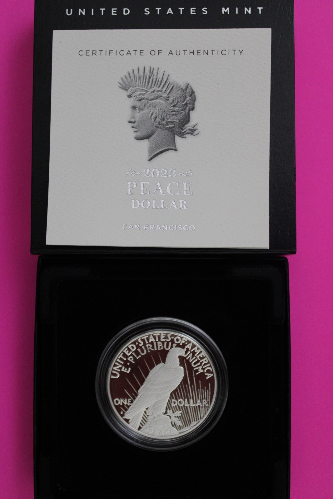 Gem Deep Cameo Proof 2023 S Peace Silver Dollar 999 Fine Mint Box & COA 6086