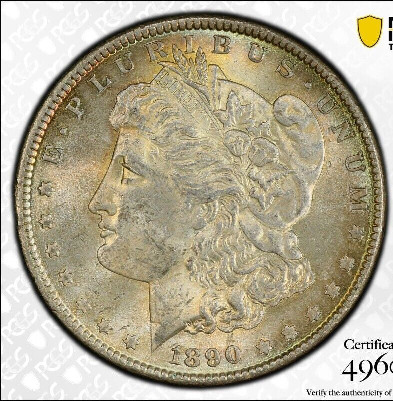 Toned 1890 P MS 62 Morgan Liberty Silver Dollar PCGS Certified Slab 46
