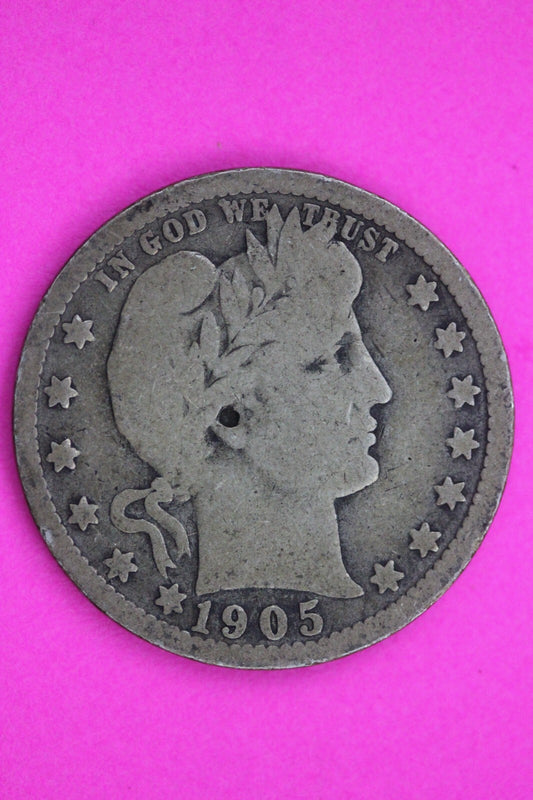 1905 P Barber Liberty Silver Quarter Guaranteed Authentic & Genuine Coin 1211