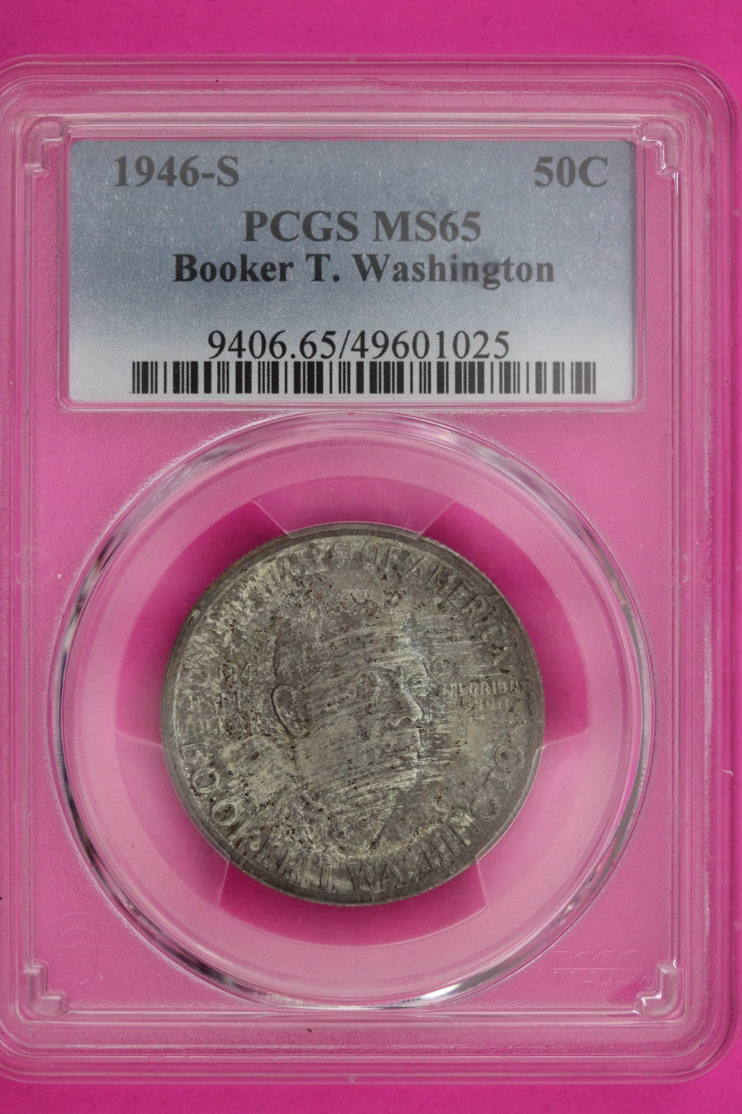 Toned 1946 S MS 65 Booker Washington Commemorative Silver Half Dollar PCGS 1220