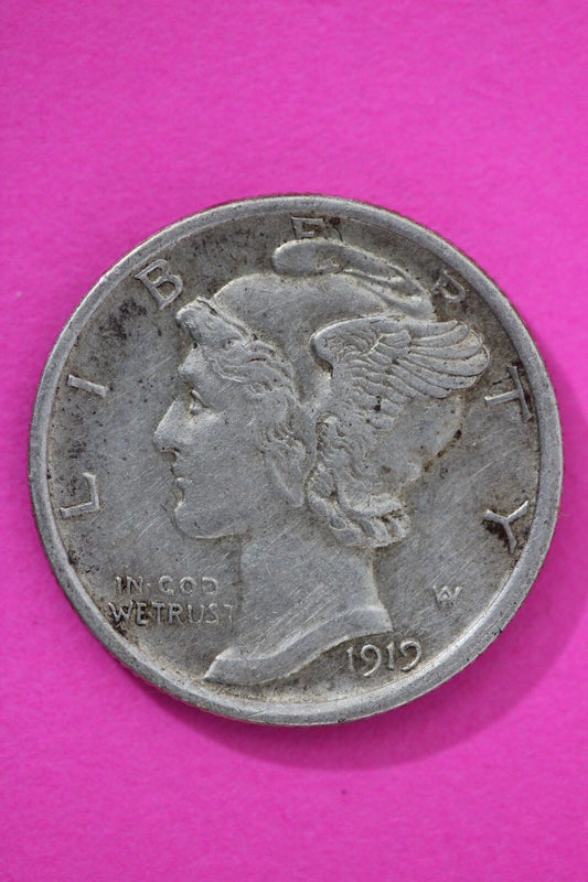 1919 D Mercury Winged Liberty Dime Semi Key Date Exact Same Coin In Pics 65