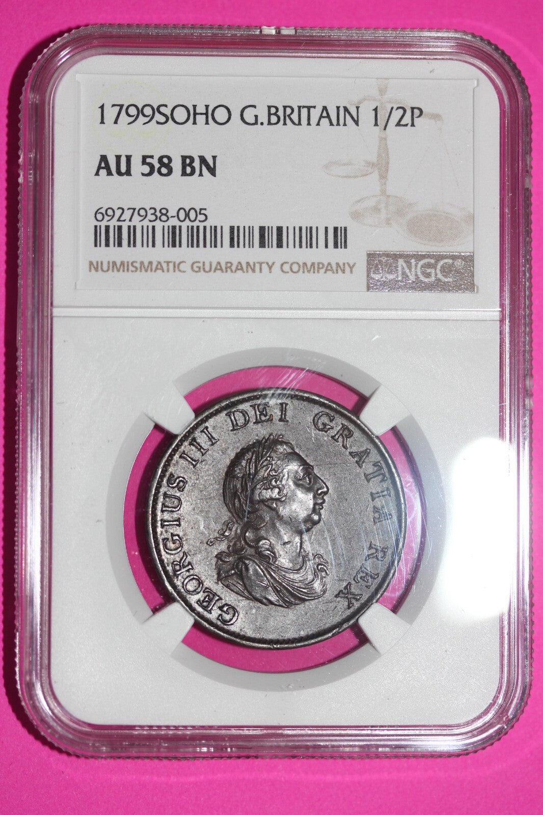 1799 AU 58 BN Great Britain Half Penny NGC Authentic Certified Authentic 206