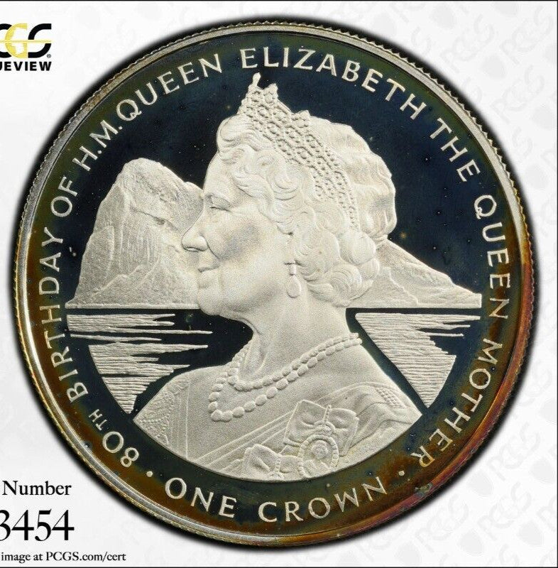 Toned 1980 PR 68 DCAM Crown Gibraltar  PCGS Queen Elizabeth 80th Birthday 491