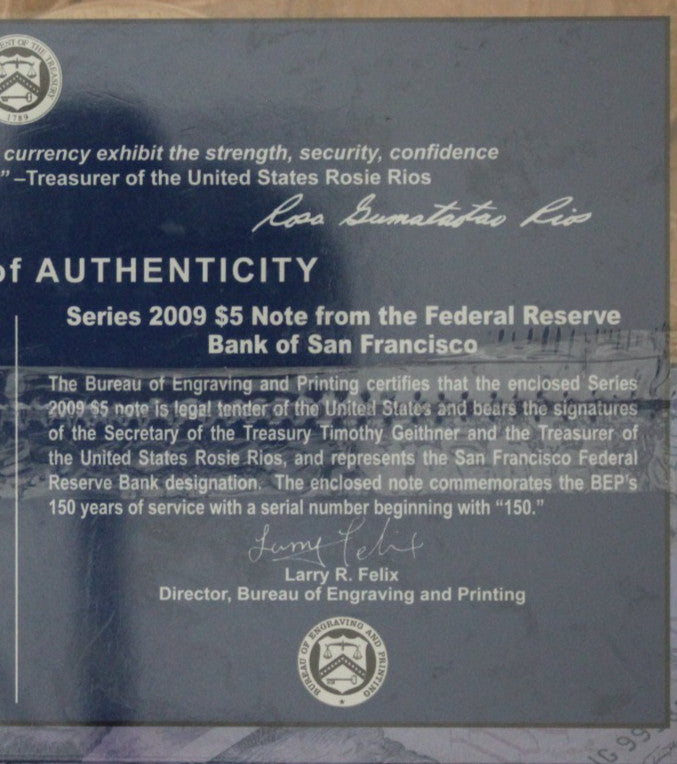 Mint Sealed 2012 Coin & Currency Set Proof 1 OZ Silver Eagle & $5 Note COA 9012