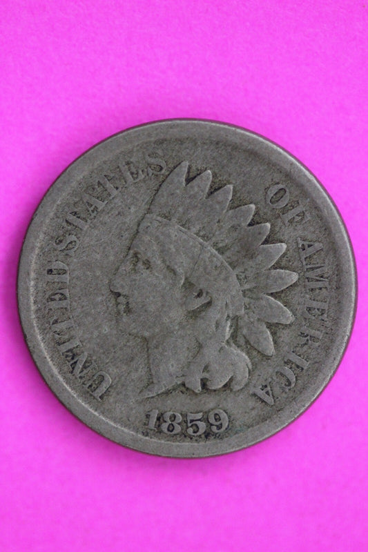 1859 Indian Head Cent Semi Key Date Coin Guaranteed Authentic & Genuine 0743N