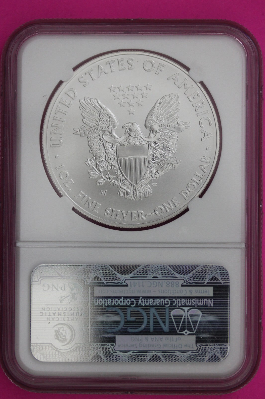 2013 W MS 70 Silver Eagle Coin 1 OZ .999 NGC Certified Graded Authentic Slab 554