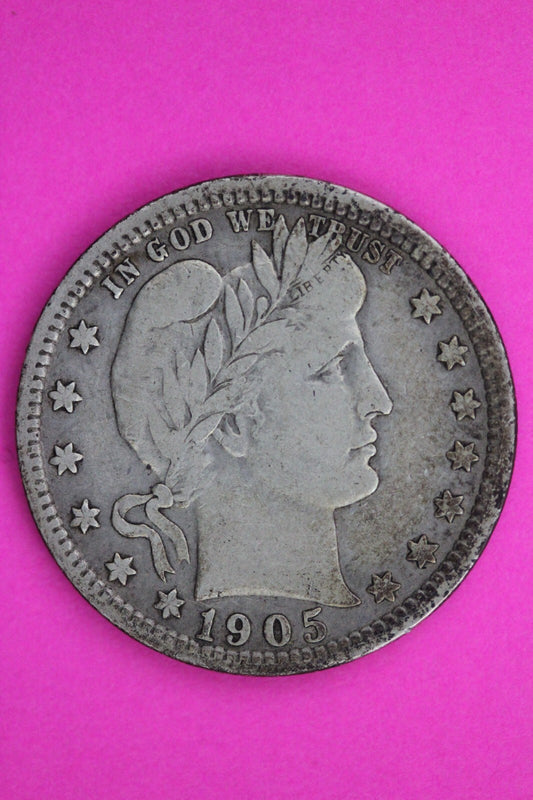 1905 P Barber Liberty Silver Quarter Scarce Semi Key Date Coin Philadelphia 72