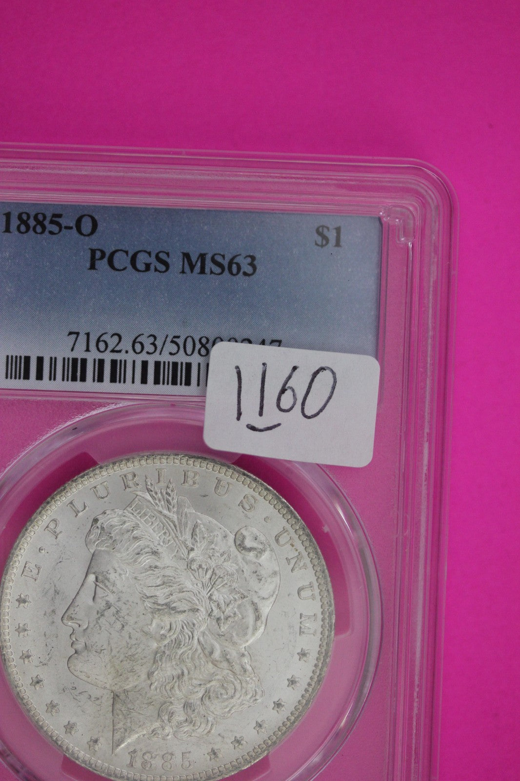 1885 O MS 63 Liberty Morgan Silver Dollar PCGS Certified Authentic Slab 1160