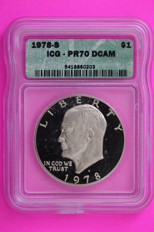 1978 S PR 70 Deep Cameo Clad Ike Eisenhower Dollar ICG Certified Graded 338