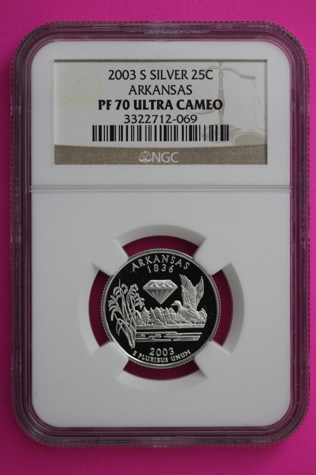 2003 S PF 70 Arkansas Silver State Quarter NGC Certified Authentic Slab 432