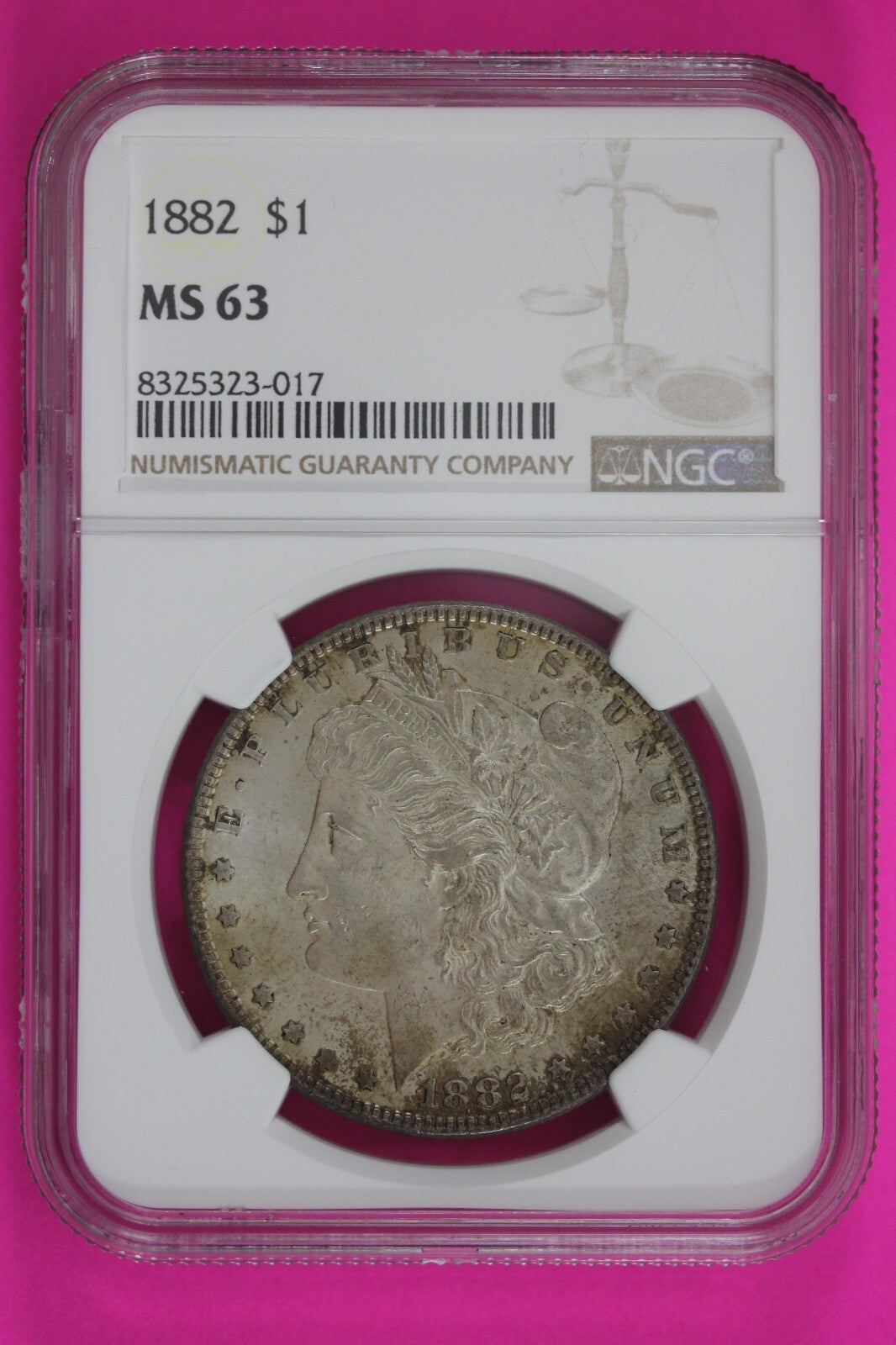 Toned 1882 P MS 63 Liberty Morgan Silver Dollar NGC Certified Graded 240