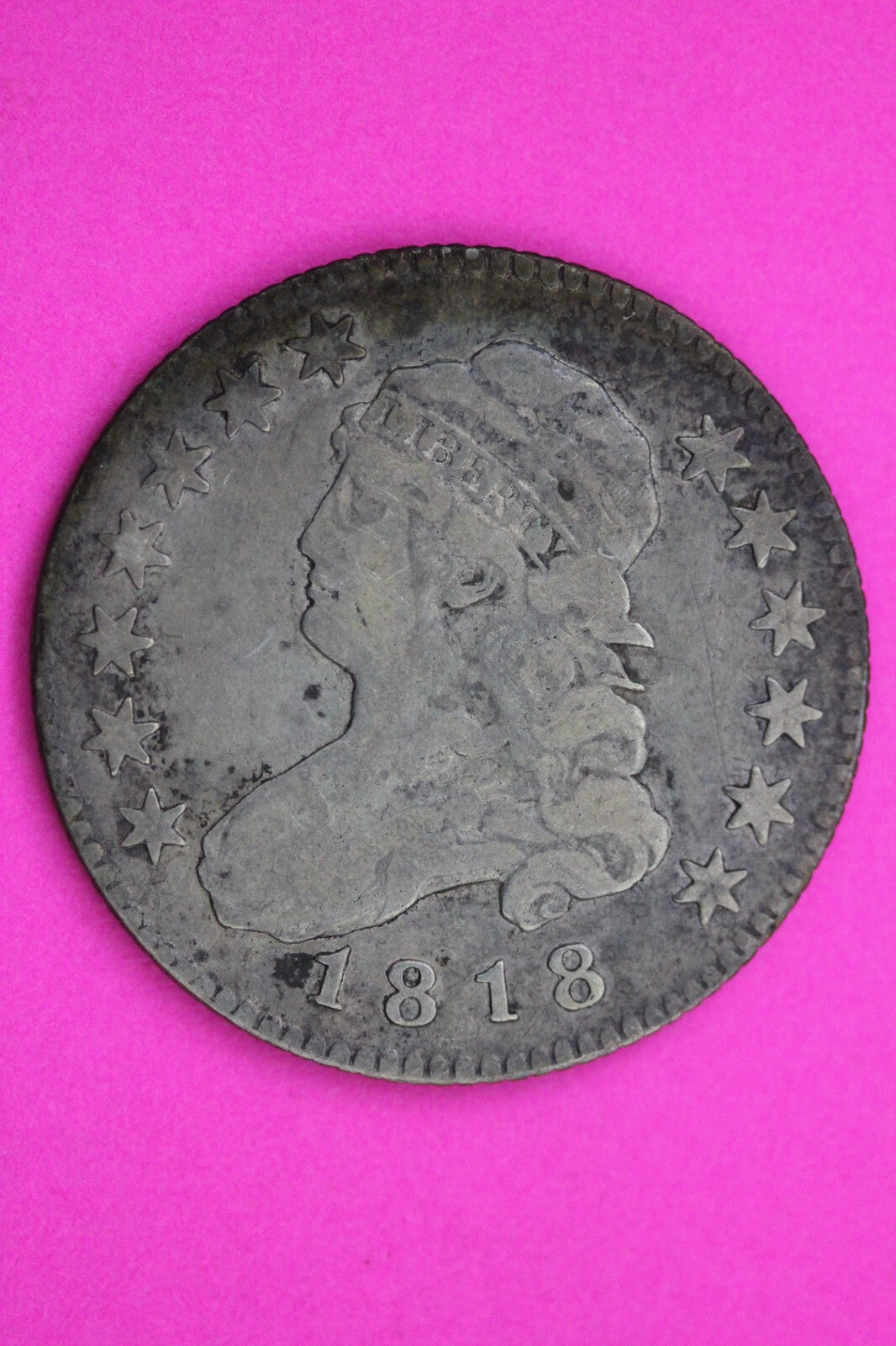 1818/15 Bust Cap Quarter Lady Liberty Rare Silver Key Date Coin Authentic 0569N