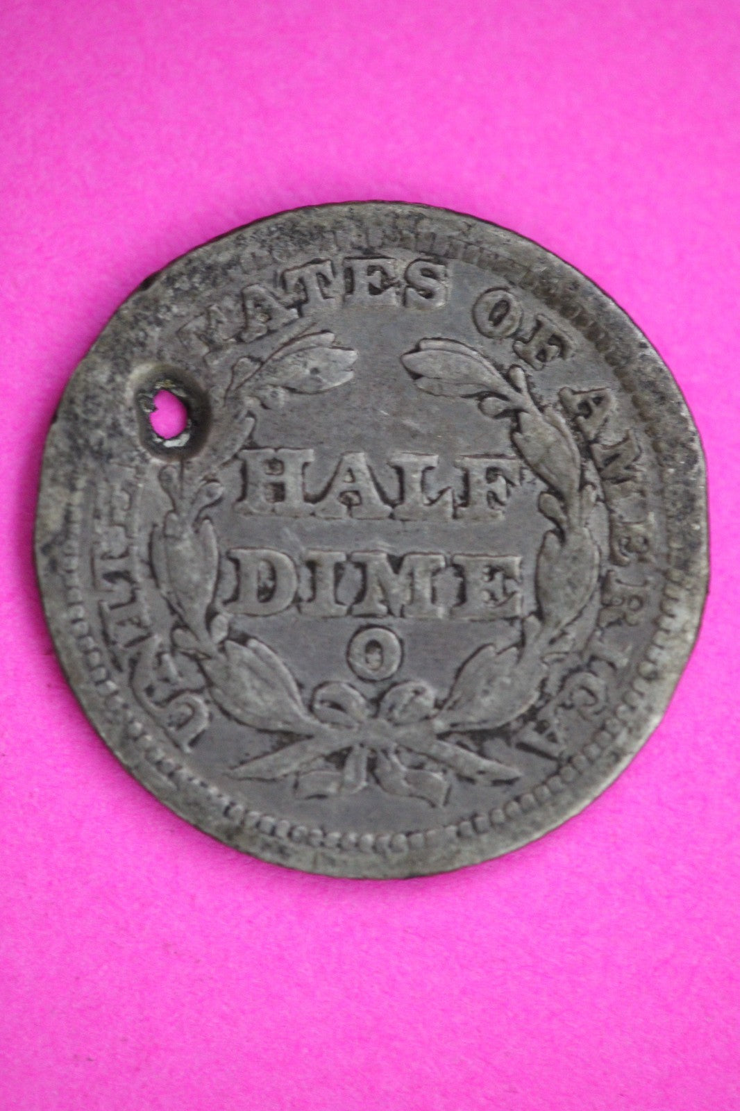 1850 O Seated Half Dime Silver Exact Coin Shown Filler Damaged Holed Bent 2741