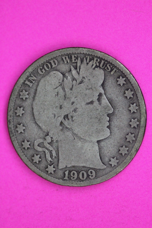 1909 Inverted S Barber Liberty Half Dollar Silver Coin Guaranteed Authentic 1488