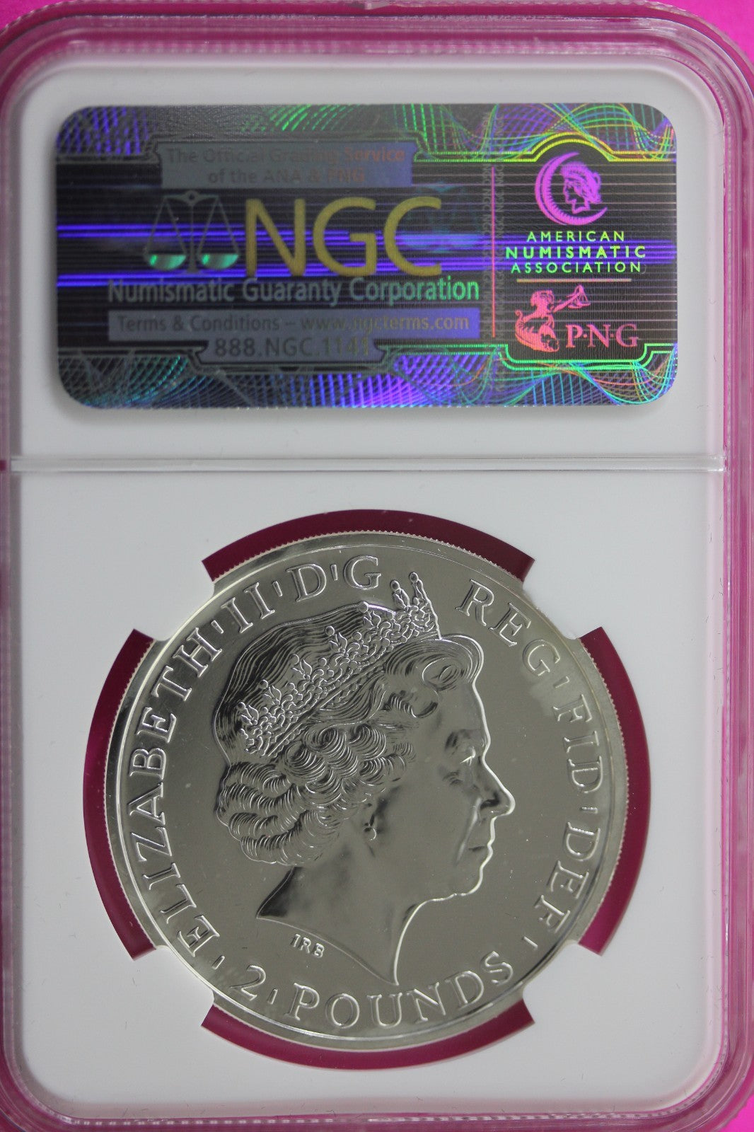 2014 MS 69 PL Great Britain £2 Britannia Lunar Horse NGC Graded Slab 63
