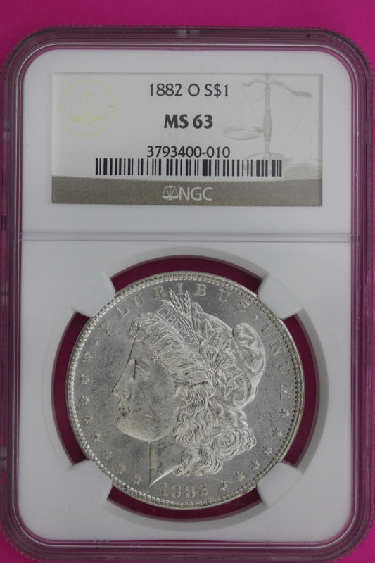 1882 O MS 63 Liberty Morgan Silver Dollar NGC Certified Graded Authentic 1103