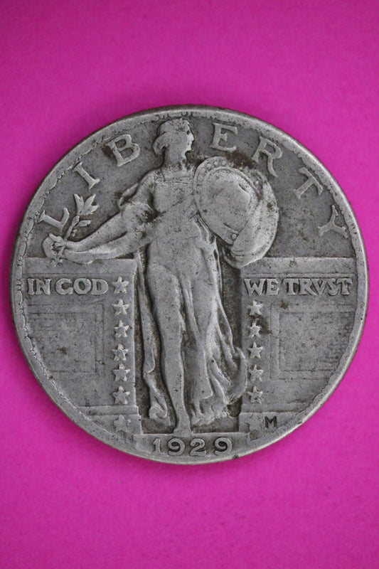 1929 P Standing Liberty Quarter Silver Guaranteed Authentic & Genuine Coin 2994
