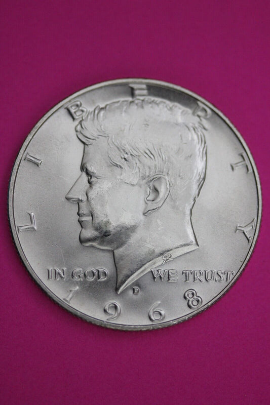 Gem BU 1968 D John F Kennedy Half Dollar 40% Silver Same Coin In Pics TOM 06