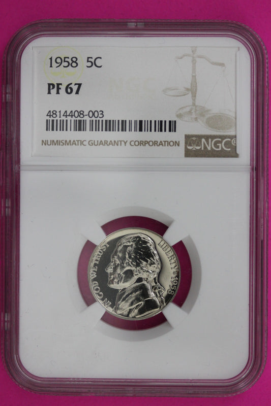 1958 PF 67 Thomas Jefferson Nickel NGC Certified Graded Authentic Slab 1342